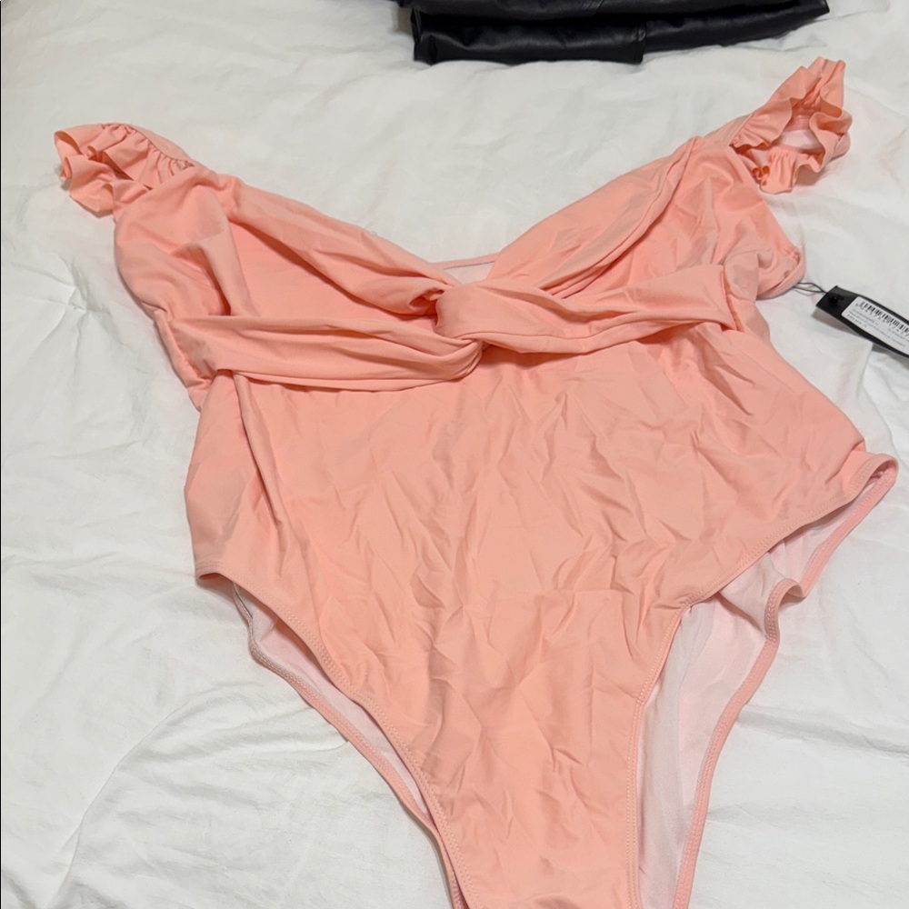 Boohoo Plus Peach One Piece Swimsuit